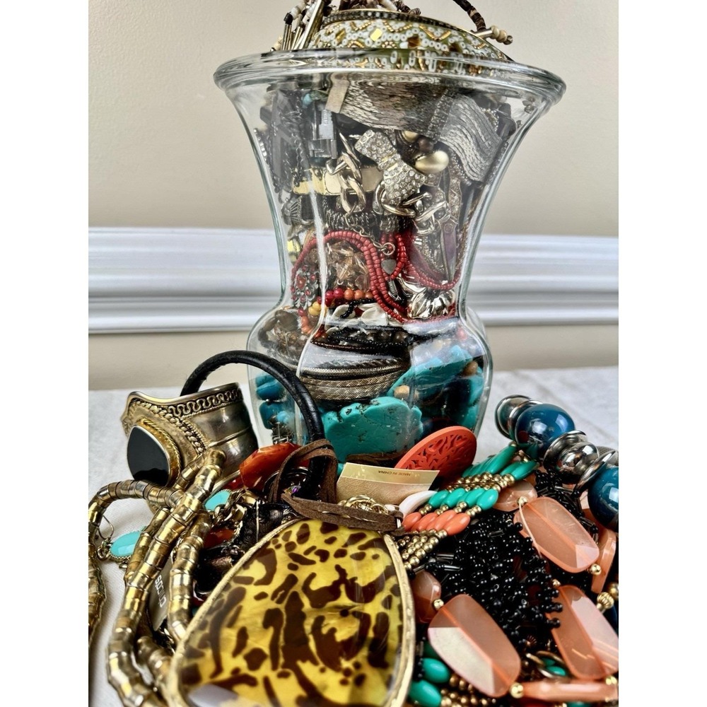 Vintage To Modern Jewelry Jar Box Bag Mixed Lot All Wearable Mystery 5lbs Bundle - Picture 3 of 3
